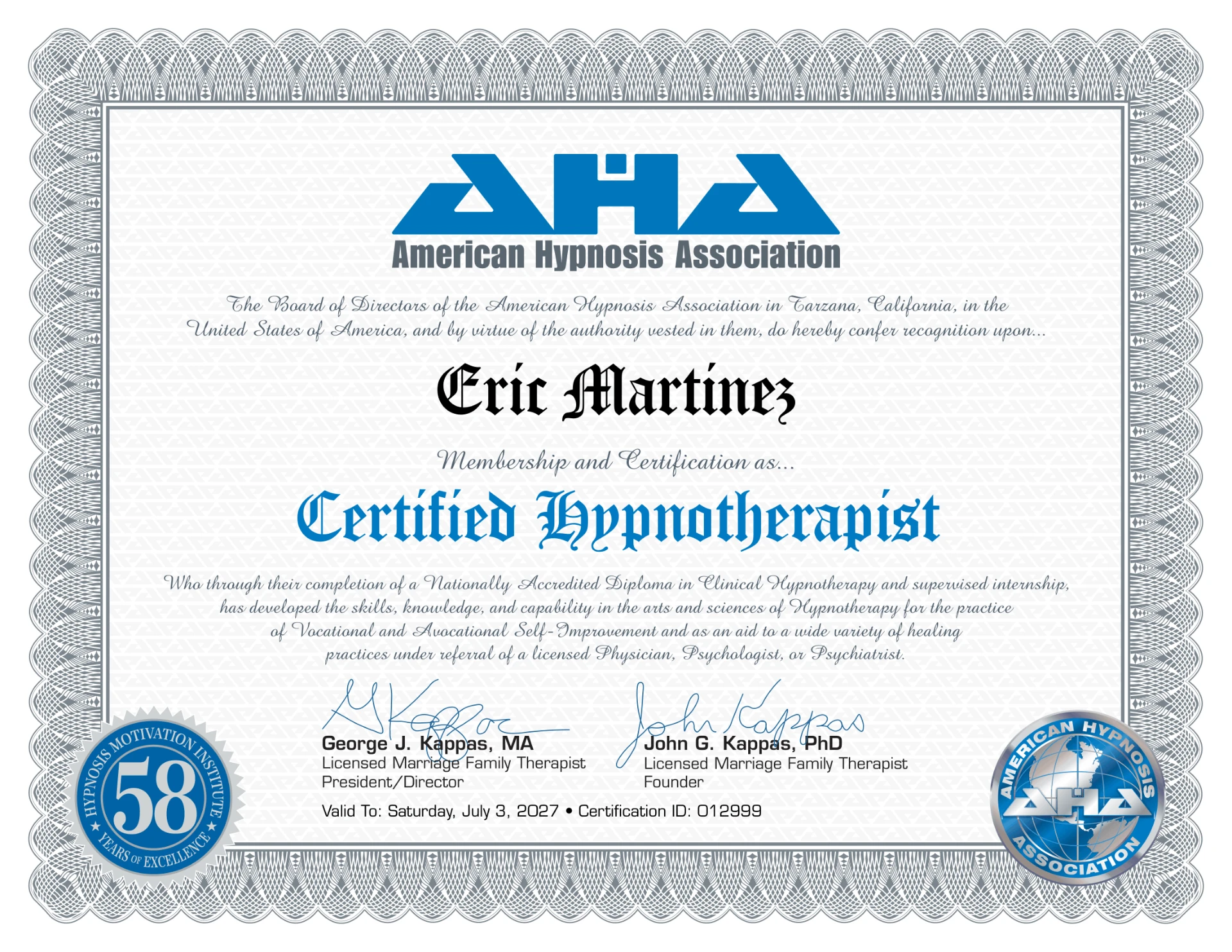 AHA Certified Hypnotherapist