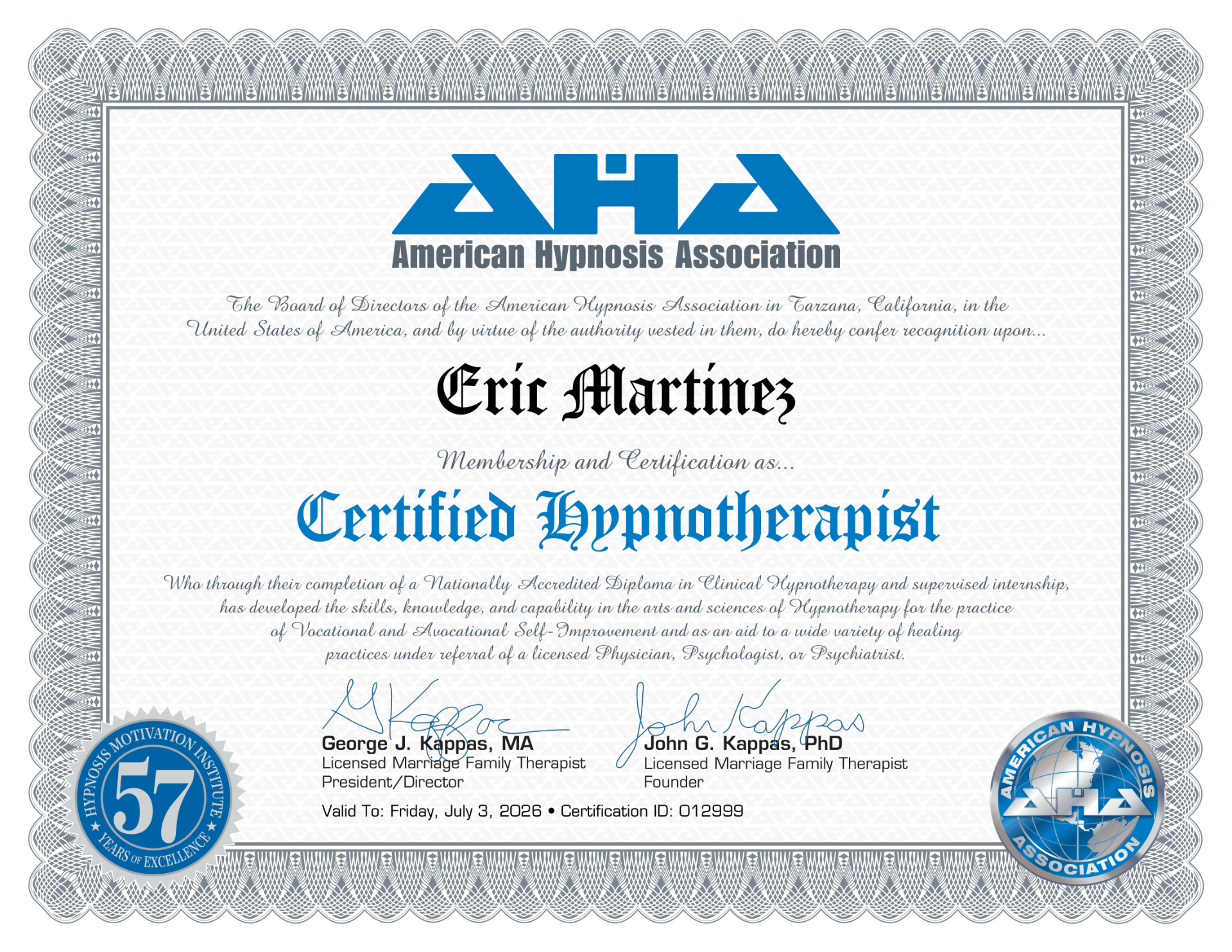AHA Certified Hypnotherapist