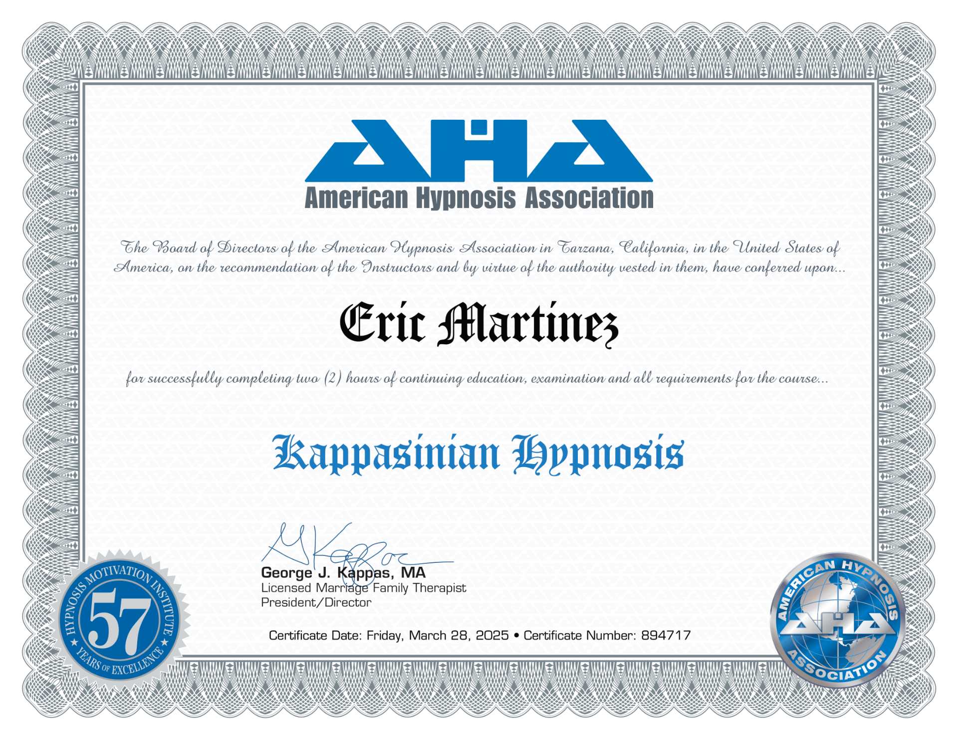 AHA Kappasinian Hypnosis