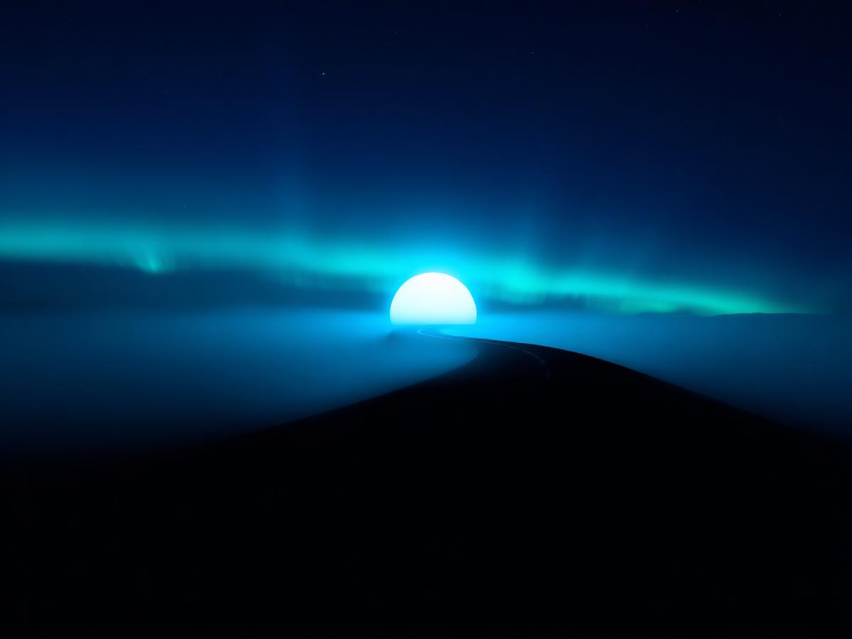 Glowing path toward the horizon representing the online group hypnosis journey
